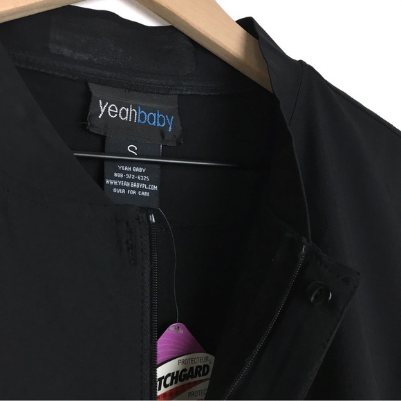 YEAH BABY Stefano Luxury Spa Uniform Scrub Top Solid Black Zip Up Size Small NWT - Picture 6 of 15